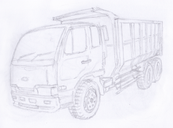 Gambar Sketsa Alat Transportasi Mobil Truk